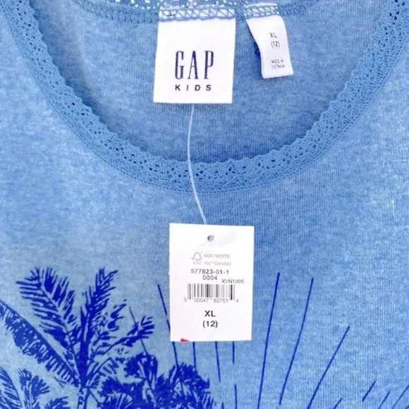 GAP Kids Graphic Tank Top Blue Heather Girl’s Size XL - Picture 4 of 7